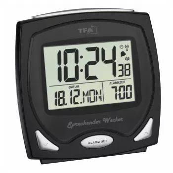 TFA Dostmann sveglia radiocontrollata nero con quadrante luminoso 60.2541.01