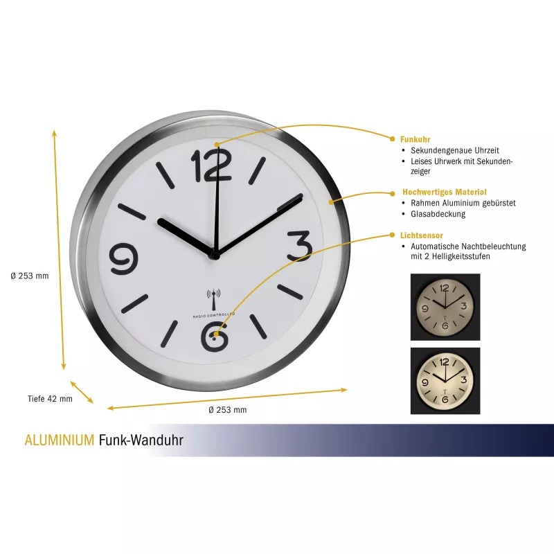 TFA Dostmann 60.3535.02 orologio da parete radiocontrollato rotondo argento - bianco