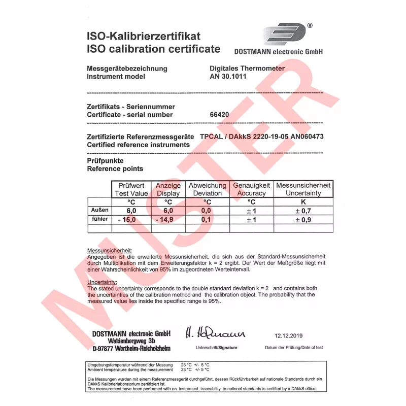 TFA Dostmann termometro a cavo nero-bianco (30.1011.K)