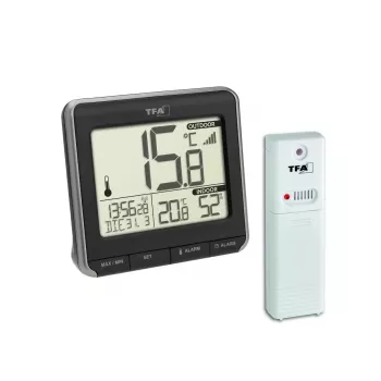 TFA Dostmann PRIO termometro digitale senza fili, nero/bianco 30.3069.01