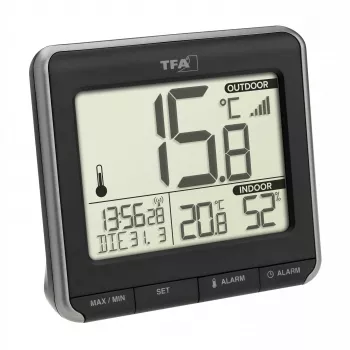 TFA Dostmann PRIO termometro digitale senza fili, nero/bianco 30.3069.01