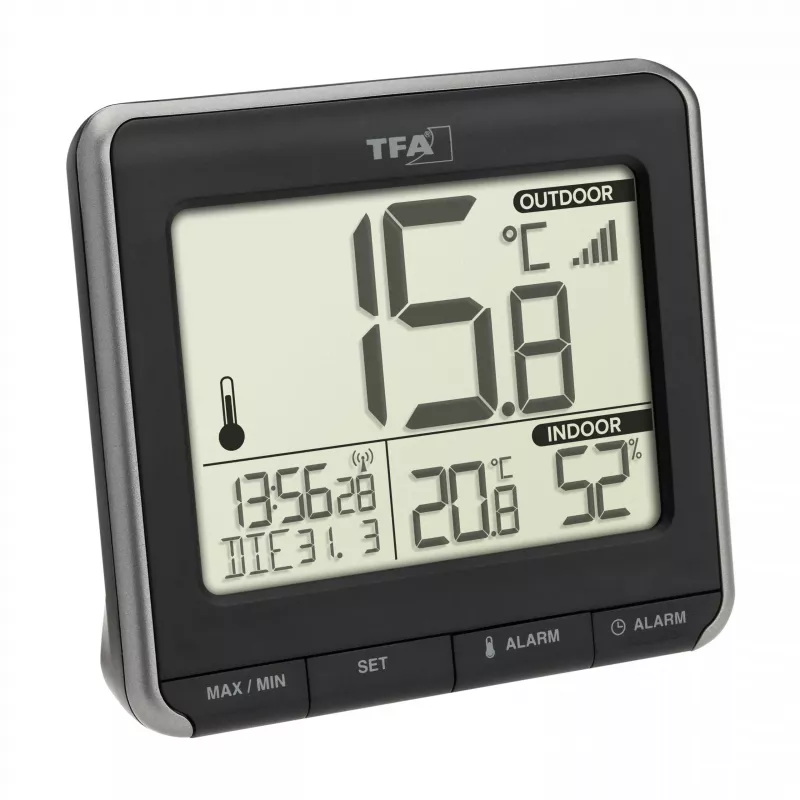 TFA Dostmann PRIO termometro digitale senza fili, nero/bianco 30.3069.01