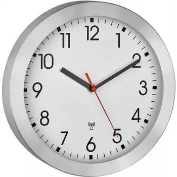 TFA Dostmann 60.3546.02 Orologio da parete radio 25 cm alluminio spazzolato
