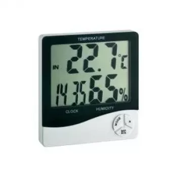 TFA Dostmann WS 5031 Termo-igrometro con orologio, nero/bianco 30-5031