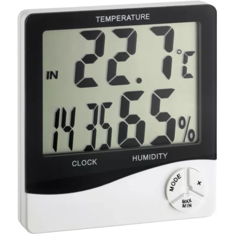 TFA Dostmann WS 5031 Termo-igrometro con orologio, nero/bianco 30-5031