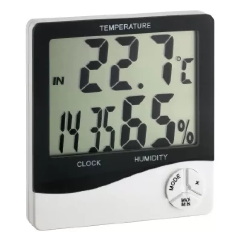 TFA Dostmann WS 5031 Termo-igrometro con orologio, nero/bianco 30-5031