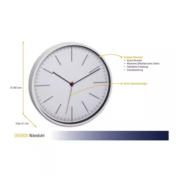 TFA Dostmann 60.3049.02 Orologio da parete al quarzo rotondo bianco