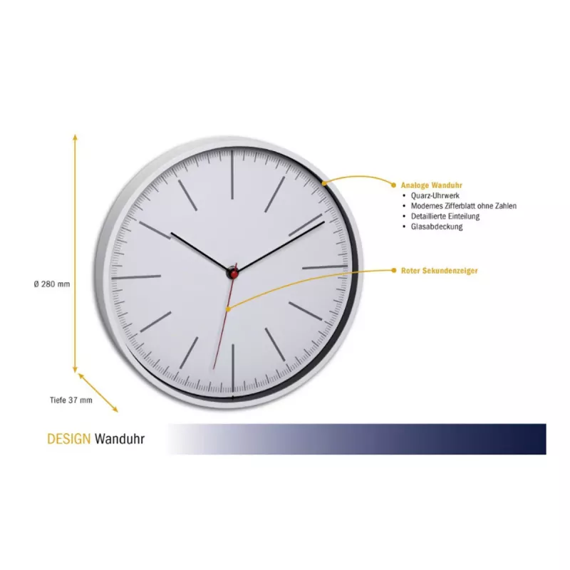 TFA Dostmann 60.3049.02 Orologio da parete al quarzo rotondo bianco