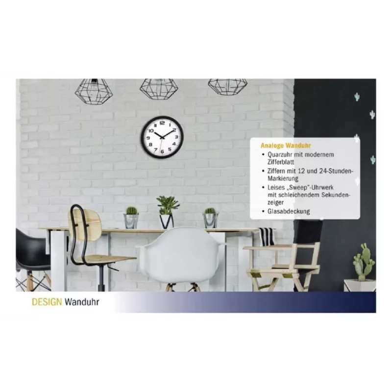 TFA Dostmann 60.3050.01 Orologio da parete al quarzo 305 mm nero