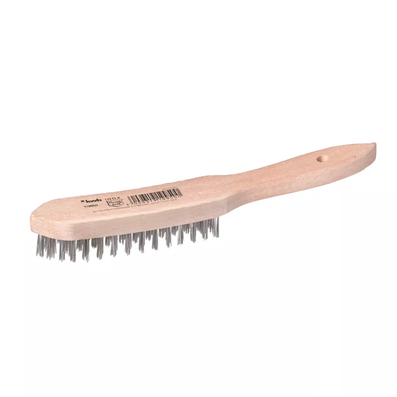 kwb 919950 Spazzola metallica a mano con setole d'acciaio a 4 file, 255 mm