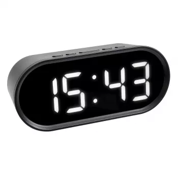 TFA Dostmann Sveglia digitale con cifre LED luminose, ovale, nera, 0-50 °C, °F/°C (60.2025.01)