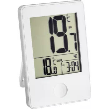 TFA Dostmann Termometro radiocontrollato con orologio, bianco (30-3051-02)