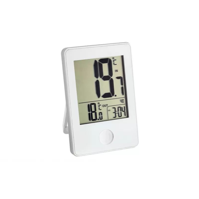 TFA Dostmann Termometro radiocontrollato con orologio, bianco (30-3051-02)