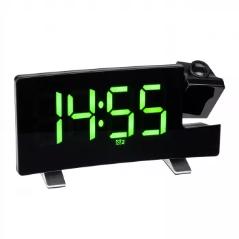 TFA Dostmann Sveglia radiocontrollata con proiezione e funzione di ricarica USB - Sveglia digitale - Rettangolare - Nera - Plastica - Ora - LED (60.5015.04)