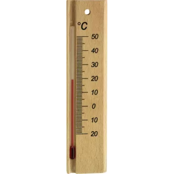TFA Dostmann Termometro analogico per interni, legno di faggio, da -20 a +50 °C, da parete 12.1053.05