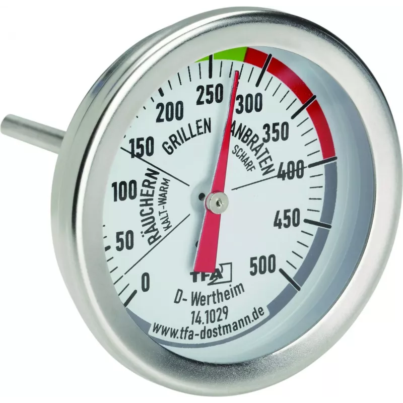 TFA Dostmann 14.1029 Termometro da frigorifero e congelatore in acciaio inox, quadrante analogico, da -30 a +30 °C, diametro 52 mm