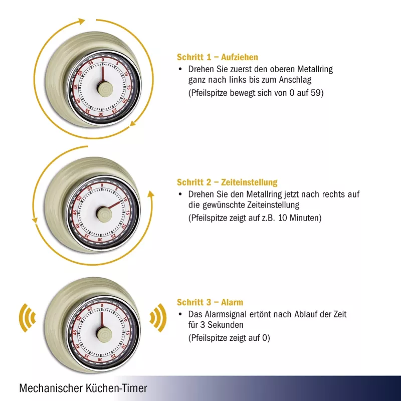 TFA Dostmann 38.1037.09 Timer da cucina meccanico, 60 minuti, beige