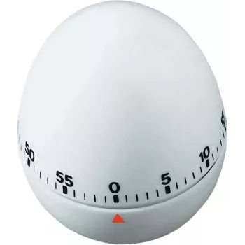 TFA DOSTMANN Timer da cucina a forma di uovo, meccanico, bianco, 60 minuti, allarme a campana, 60 x 74 mm 38.1002