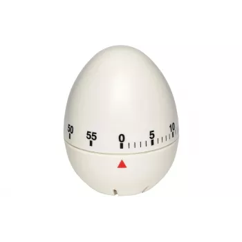 TFA DOSTMANN Timer da cucina a forma di uovo, meccanico, bianco, 60 minuti, allarme a campana, 60 x 74 mm 38.1002