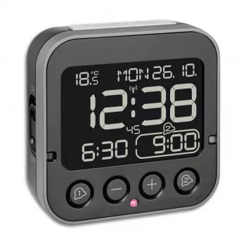 TFA Dostmann 60.2552.01 Sveglia radio nera con doppio allarme