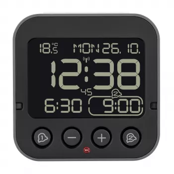 TFA Dostmann 60.2552.01 Sveglia radio nera con doppio allarme
