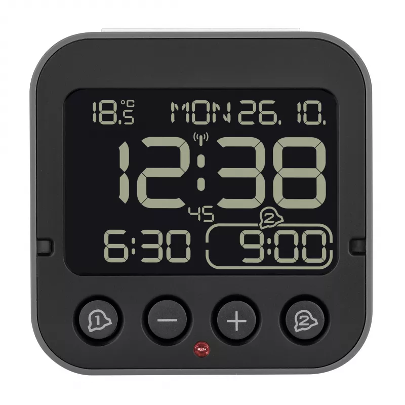 TFA Dostmann 60.2552.01 Sveglia radio nera con doppio allarme