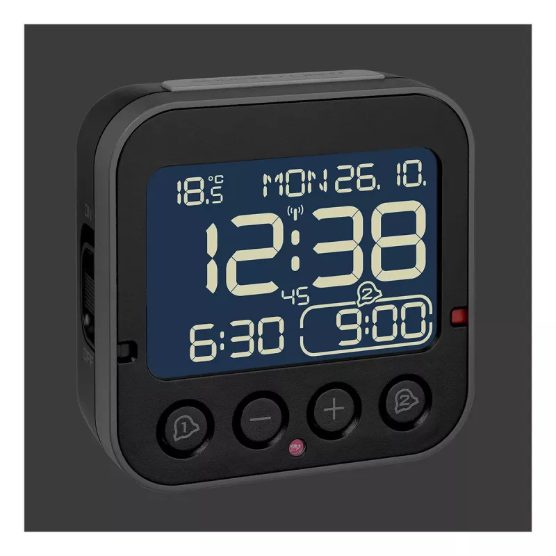 TFA Dostmann 60.2552.01 Sveglia radio nera con doppio allarme