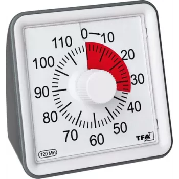 TFA DOSTMANN VISUAL Timer bianco analogico countdown meccanico da 60 minuti con funzionamento silenzioso e allarme acustico (38.2043.10)