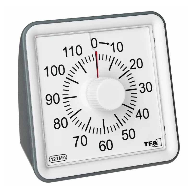 TFA DOSTMANN VISUAL Timer bianco analogico countdown meccanico da 60 minuti con funzionamento silenzioso e allarme acustico (38.2043.10)