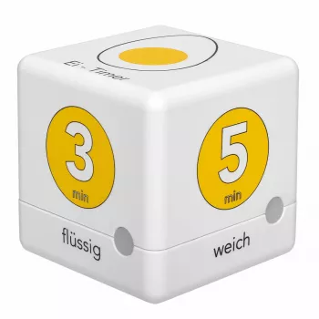 TFA Dostmann Cube Timer Timer digitale per uova, bianco/giallo (38.2041.07)