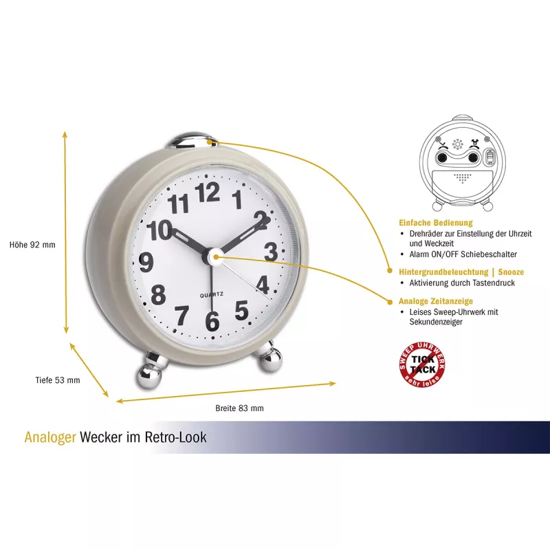 TFA Dostmann 60.1030.09 sveglia al quarzo beige