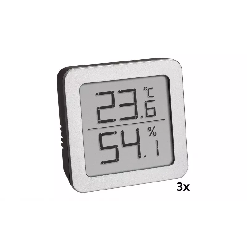 TFA Dostmann 95.2019.54 termo-igrometro digitale set da 3 per il monitoraggio del clima interno, bianco/argento
