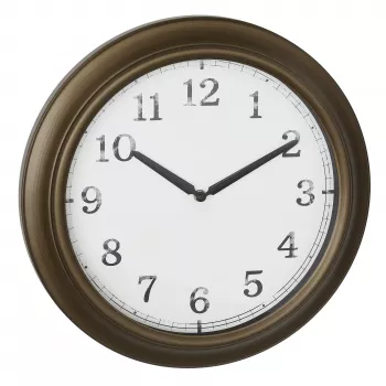 TFA Dostmann 60.3066.53 Orologio da parete esterno in metallo - al quarzo, ottone, protezione dagli schizzi, 387 mm, display grande