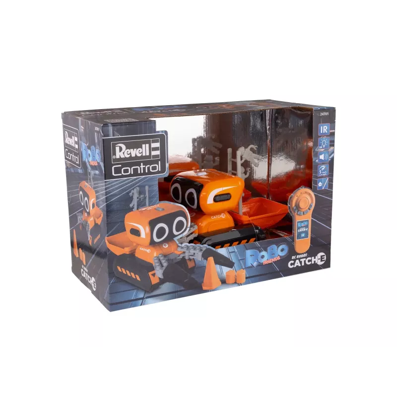 Revell RCCatch-E robot telecomandato con braccio meccanico, 2,4 GHz, bianco/arancione/nero 24701