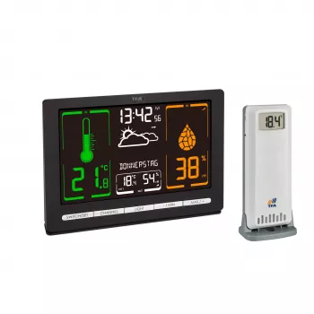 TFA Dostmann METEOCHROME Stazione meteo radio con display a colori, previsioni 12-24h, sensore esterno, orologio DCF-77 35.1132.01