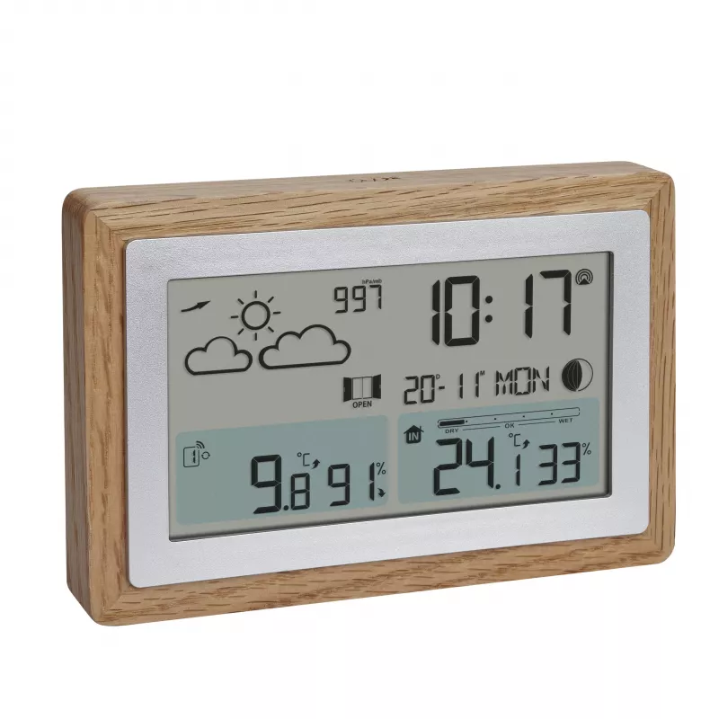 TFA Dostmann OAK Stazione meteo radio con cornice in quercia e sensore esterno 35.1167.54
