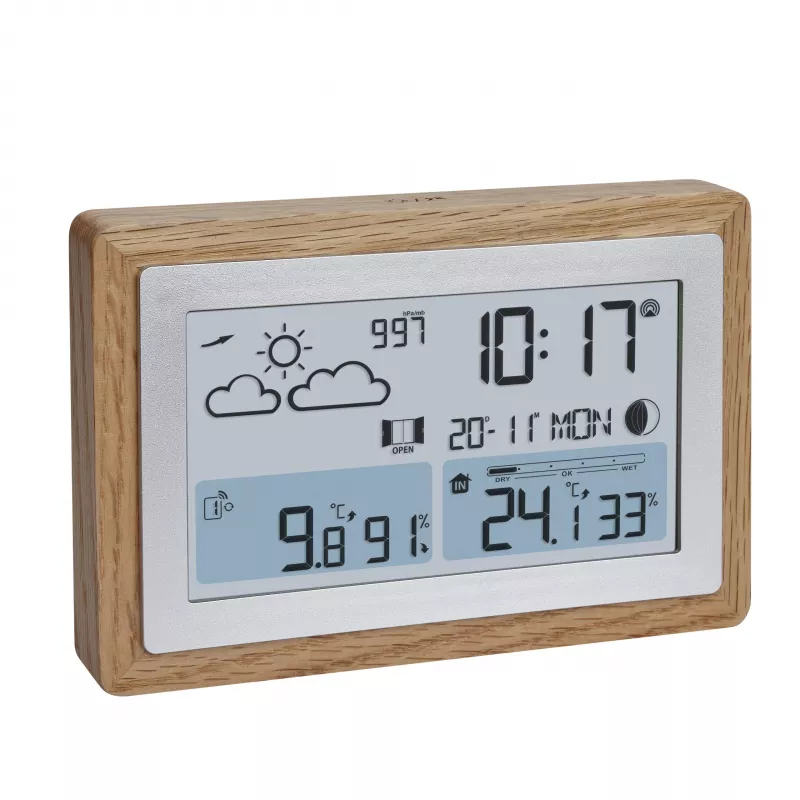 TFA Dostmann OAK Stazione meteo radio con cornice in quercia e sensore esterno 35.1167.54