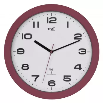 TFA Dostmann 60.3554.05 Orologio da parete radio, rosso, 320 mm di diametro