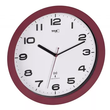 TFA Dostmann 60.3554.05 Orologio da parete radio, rosso, 320 mm di diametro