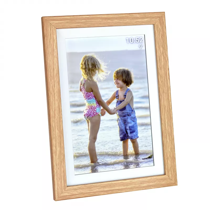 TFA Dostmann FRAMEO App Cornice digitale WiFi 10,1 pollici 1280x800 touchscreen IPS 32GB design legno marrone 37.1002.08