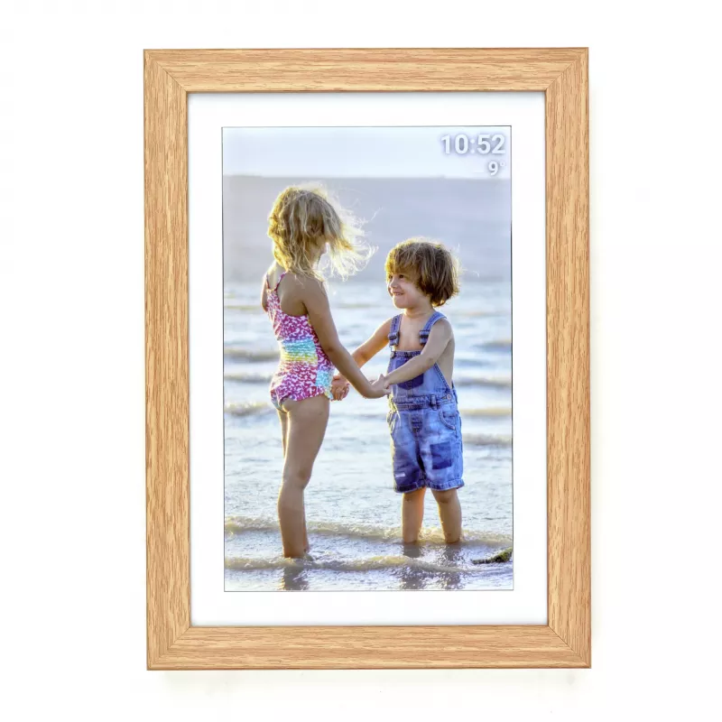 TFA Dostmann FRAMEO App Cornice digitale WiFi 10,1 pollici 1280x800 touchscreen IPS 32GB design legno marrone 37.1002.08