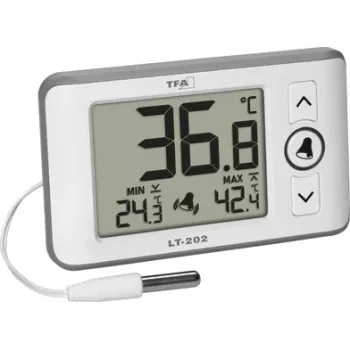 TFA Dostmann LT 202 Termometro digitale professionale con sensore a cavo, bianco 30.1052.02
