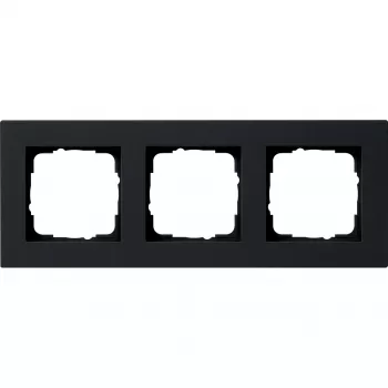 Gira System 55 cornice coprifilo, 3 moduli, piatto, nero 0213095