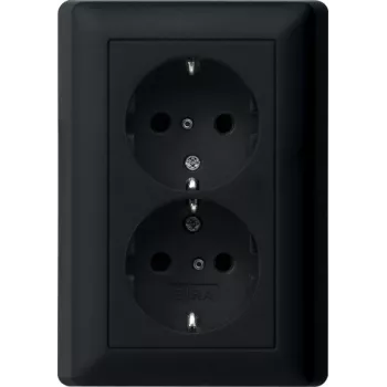 Gira System 55 presa Schuko, 2 prese, nero, placca piena 0783005