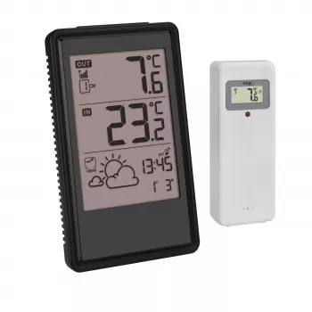 TFA Dostmann stazione meteo radio 35.1170.01 con previsione a 6-12 ore, temperatura e umidità interne/esterne, orologio radiocontrollato, supporta fino a 3 sensori