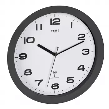 TFA Dostmann 60.3554.10 orologio da parete radio 320 mm antracite con lancetta dei secondi continua