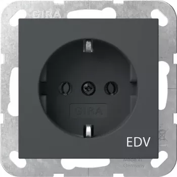 Gira System 55 Presa Schuko con dicitura EDV, 16 A, bianco puro lucido 445828