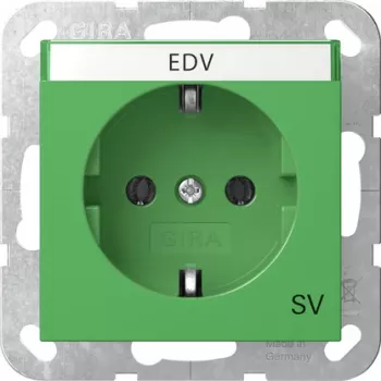 Gira 4457107 Presa Schuko con coperchio a ribalta, protezione aumentata contro il contatto, System 55, verde
