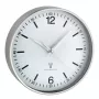 TFA DOSTMANN Orologio da parete radio 60.3503.02, diametro 195 mm, cornice in alluminio, quadrante bianco, argento