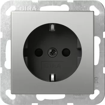 Gira System 55 Presa Schuko, acciaio inox, 1 modulo, da incasso, 16 A 4453600